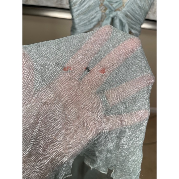 MARIA LUCIA HOHAN Jolie Strapless Lace Ruched Draped Silk Blue Maxi Dress Sz 2 - Picture 11 of 14